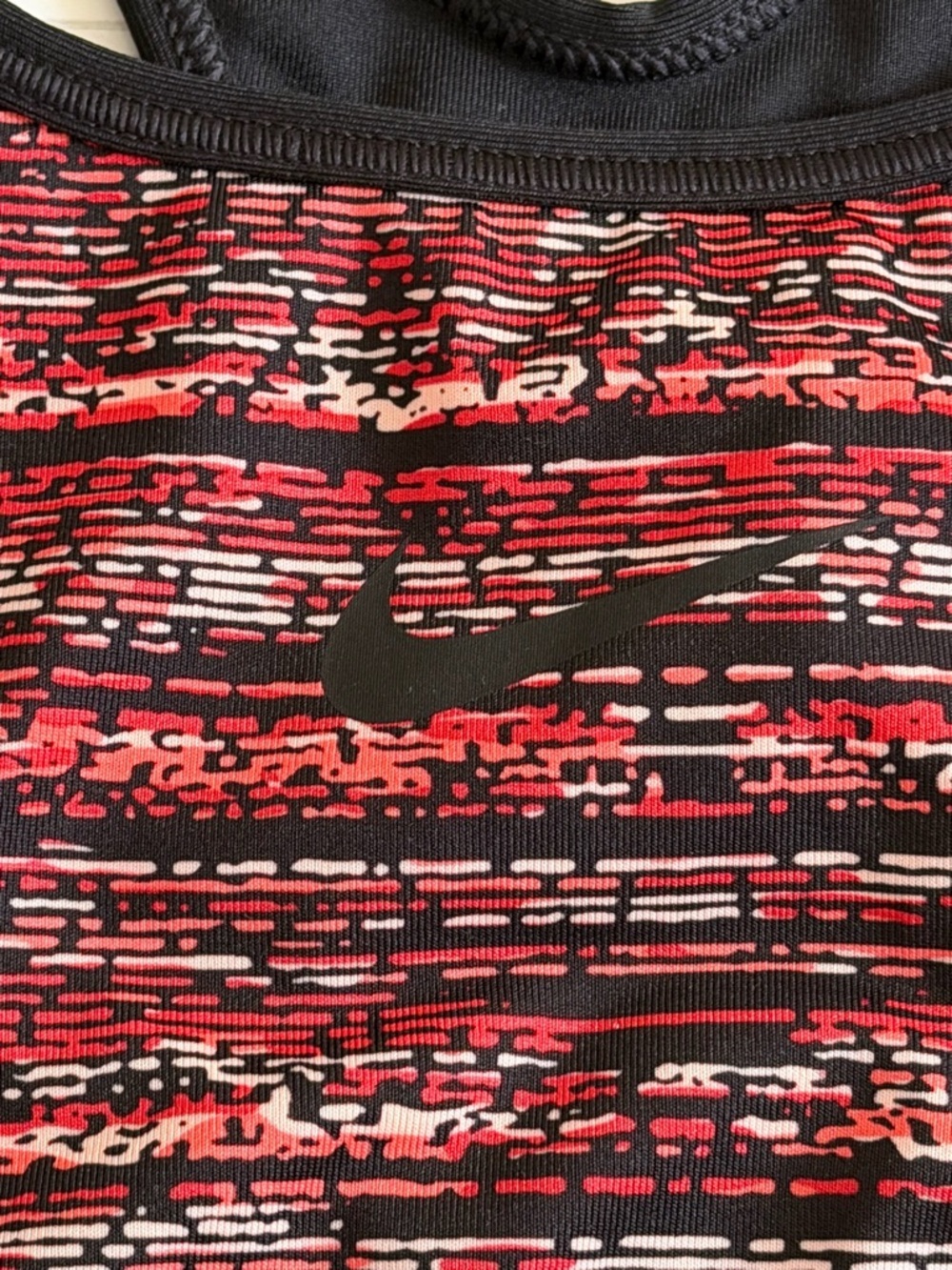 Nike | Dri-Fit Pro Red Coral Black Patterned Sports Bra - Size Small - Picture 3 of 5